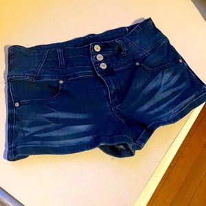 Faded Design Blue Jean Shorts